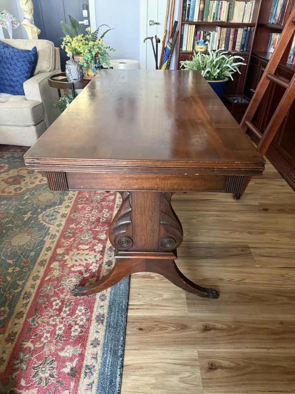 Antique Mahogany Library/Dinning Table with Ornate Legs gallery