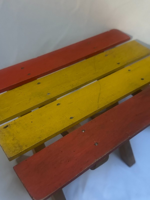 Vintage Slatted Top Wooden Folding Table Child's Farmhouse Primitive 8x12" gallery
