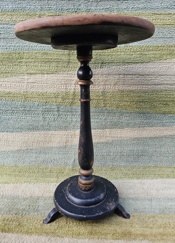 Antique Victorian Wine Pedestal Table, English Side Occasional Lamp Plant Stand gallery