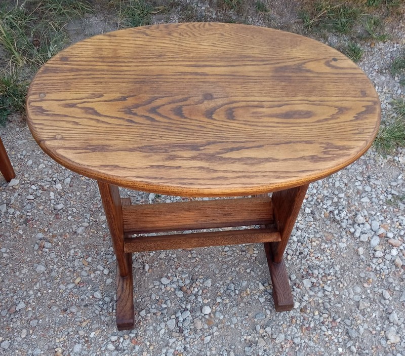 Oval Oak Bookshelf Table / Side Table (BST-8)