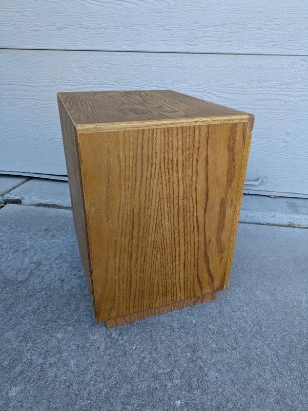 Vintage Rustic Country Oak Wood Table w Cubby/Curio Open Cube Box Shelf K53 gallery