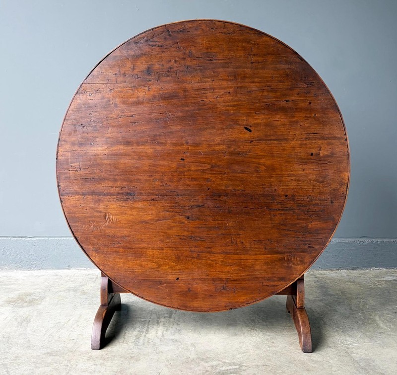 XL Antique French Solid Oak and Pine Rustic Wood Wine Tasting Table w/Tilt Top gallery
