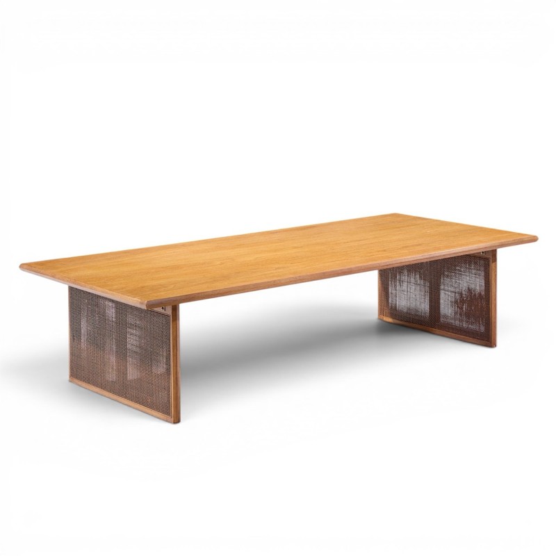 Founders Mid Century Walnut and Cane Coffee Table