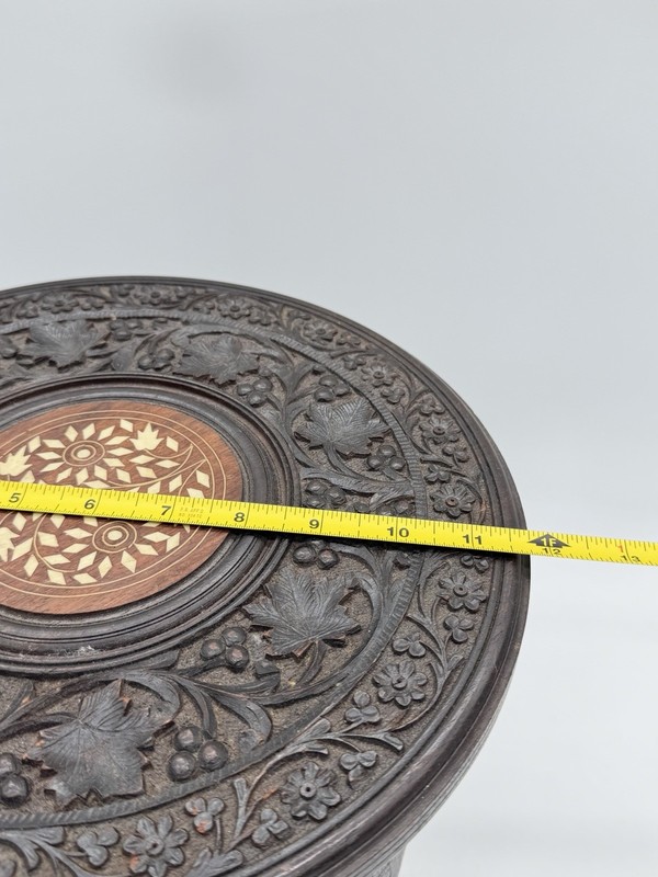 Antique Anglo Indian Carved Folding Side Tea Table Decorative Beautiful RARE gallery