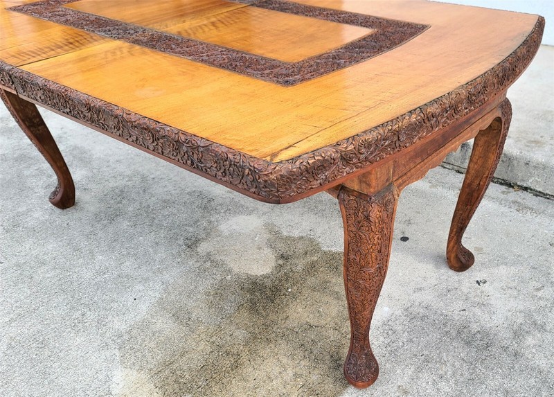 Antique French Dining Table Hand Carved Walnut gallery