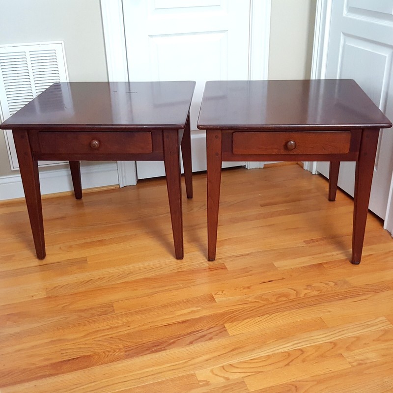 Vintage Shaker/Arts & Crafts Style End Tables Solid Cherry/Mahogany One Drawer! gallery