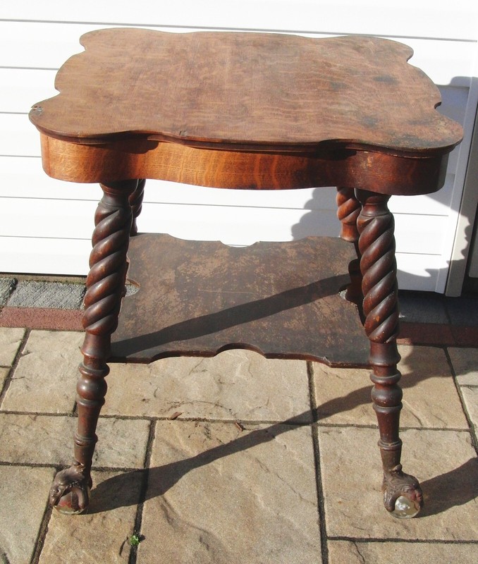 Victorian Oak Table Cast Iron & Glass Furniture Feet Victorian Face Swirl Legs gallery