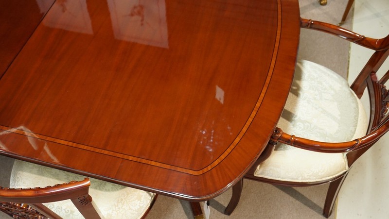 Beautiful 10' Duncan Phyfe traditional mahogany 2 pedestal formal dining table gallery