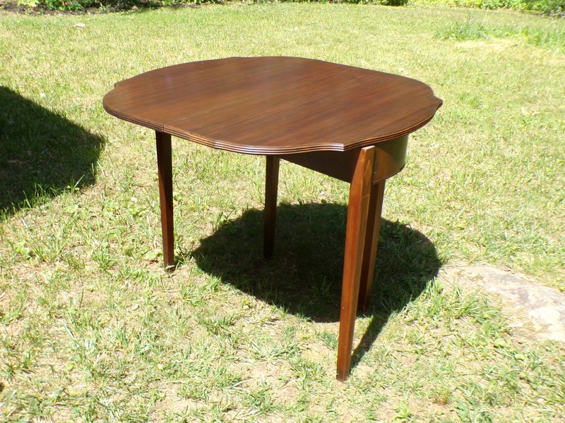 Antique Federal Style Inlaid Mahogany Game Card Table Demilune Console Table gallery