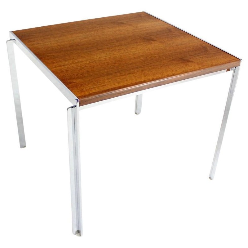 Mid-Century Modern Stow Davis Walnut and Chrome 24″H Side Coffee End Table MINT!