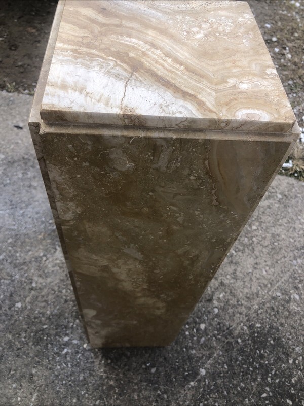 MCM Travertine Marble Pedestal Stand Column Pillar Italian 32” gallery