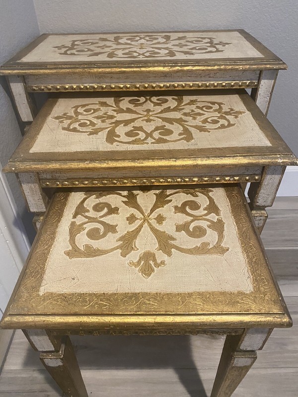 Florentia Vintage Nesting Tables Made In Italy | Hollywood Regency Set Of 3