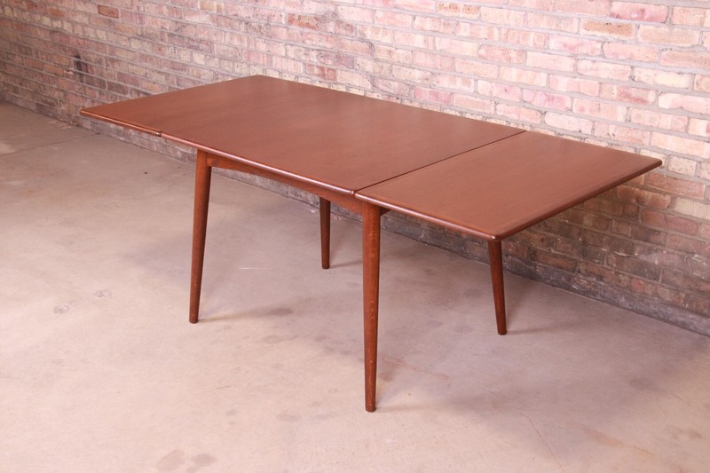 Hans J. Wegner for Andreas Tuck Danish Modern Teak Drop-Leaf Dining Table