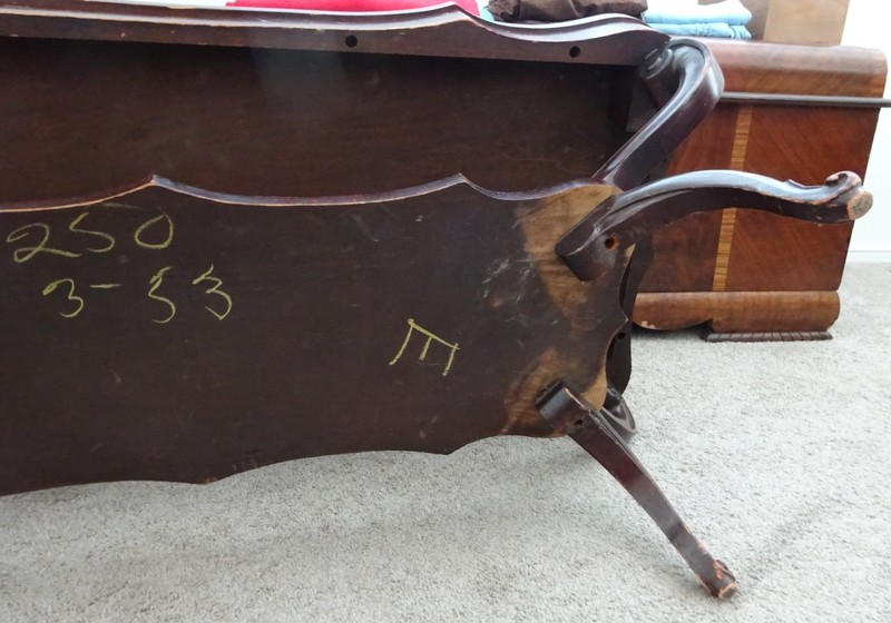 Rare Bevan Funnel Green Tooled Leather Top Coffee Table Gold Accents Mahogany gallery