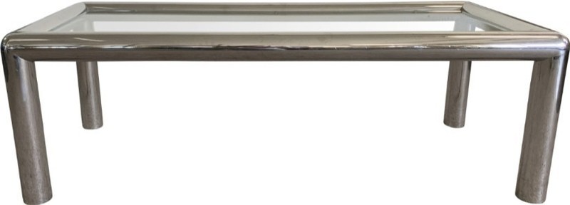 John Mascheroni Tubo Aluminum & Glass Coffee Table 1970s Space Age