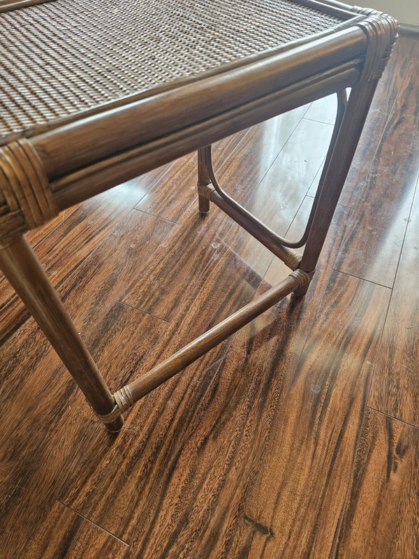 Vintage MidCentury Set PalmBeach Regency Wicker & Rattan Nesting Tables-Very... gallery