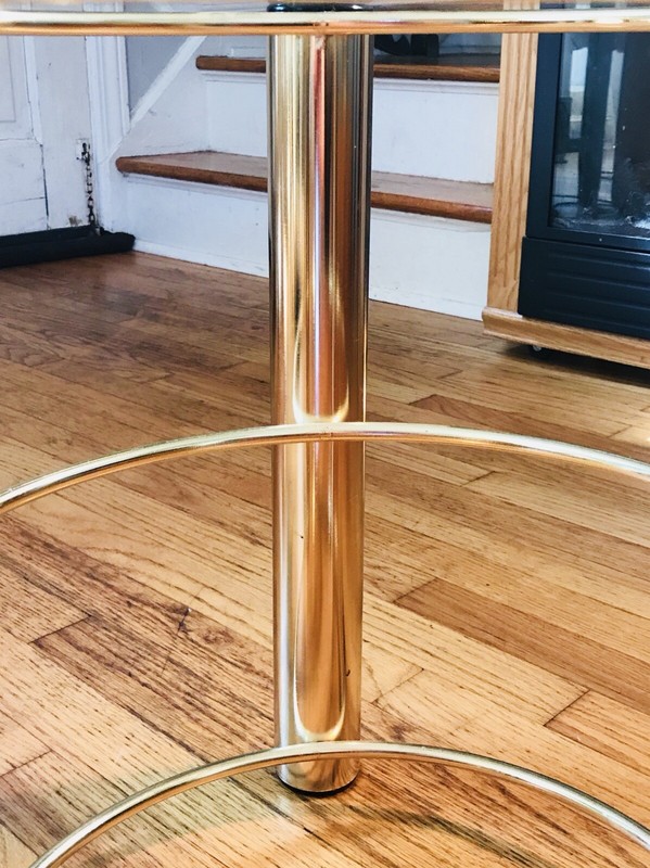 Vintage Coffee End Table 80s Gold Forged Brass MCM 3-D Design Hollywood Regency gallery