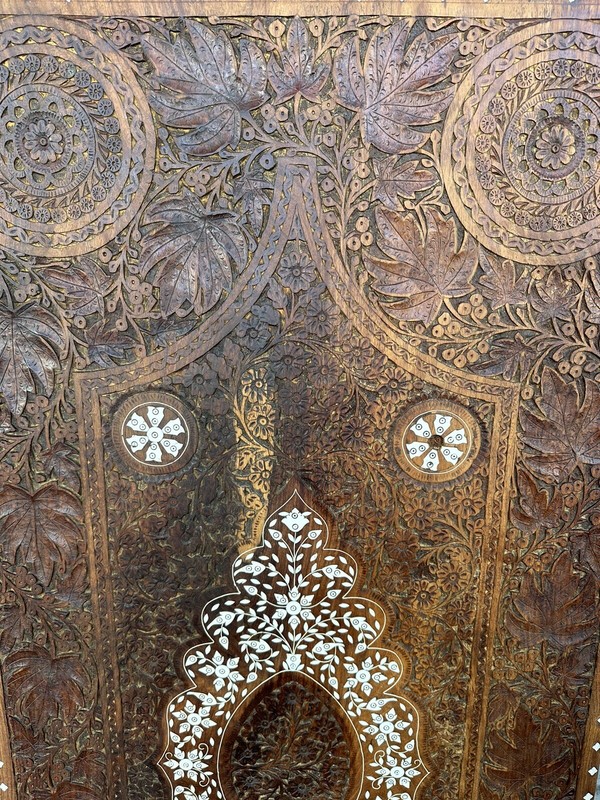 Antique Moroccan Carved Inlay Wooden Door, Table, Wall hanging 60”x27” gallery