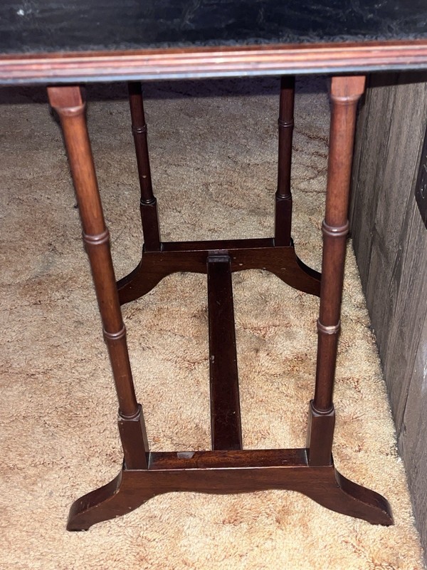Edwardian Nesting Table W/ Original Black Leather, W/Gilt Tooling Still Visible gallery