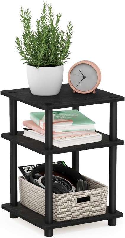 TURN-N-TUBE Side Table 3-Tier End Table Nightstand Blackwood gallery