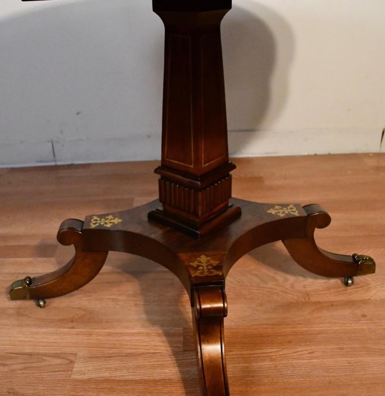 19th English Regency Rosewood Center accent table Brass Inlaid Top 2 drawers gallery