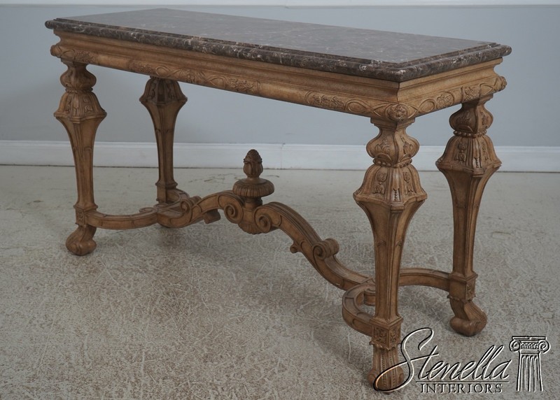 L72841: Vintage Italian Louis XVI Style Carved Marble Top Table gallery