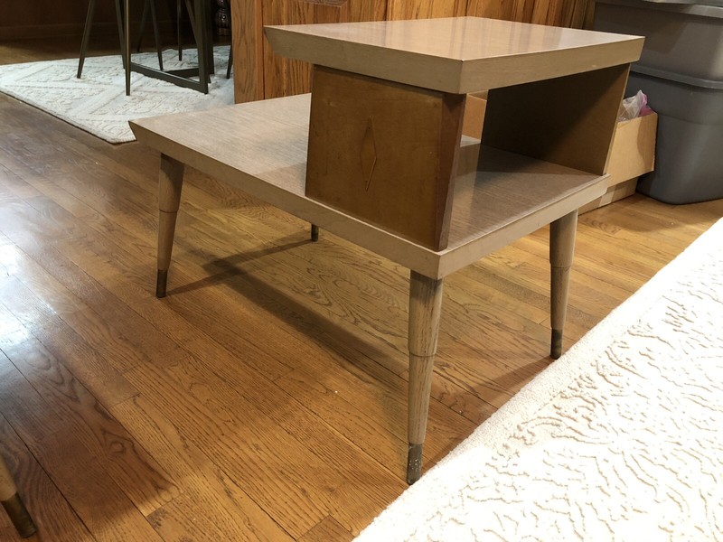 2 Mid Century Modern 2 Tier End Side Tables 1960's Formica Tops Atomic gallery