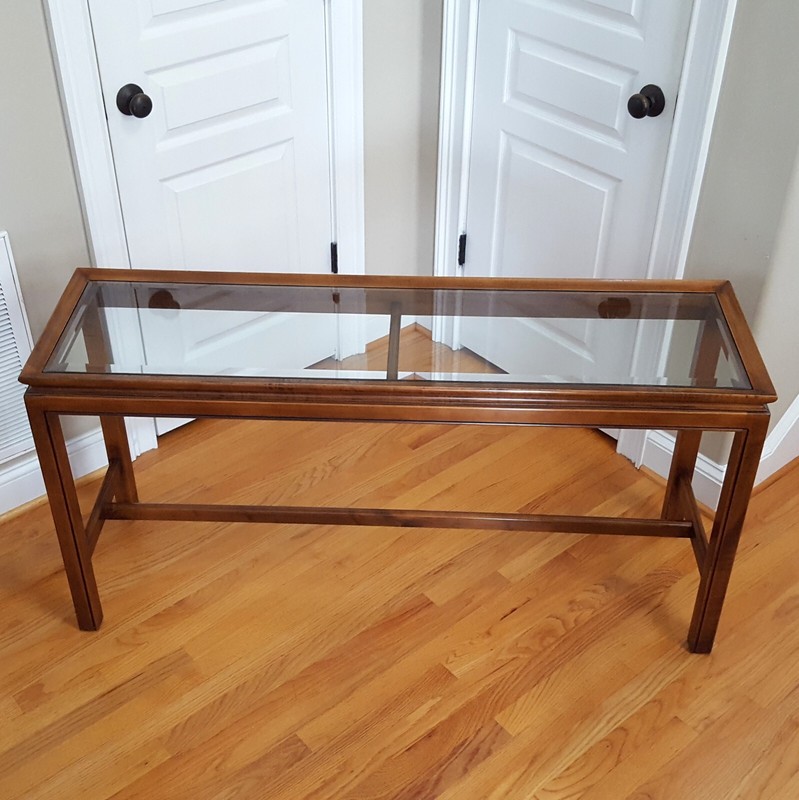 Vintage MCM Brandt Console/Sofa Table Lovely Beveled Glass Elegant & Stylish! gallery