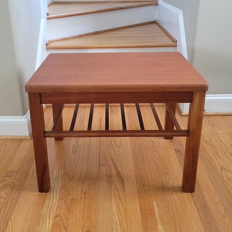 Vintage MCM Danish Teak Side Table Lower Magazine Rack Mobelfabrikken Toften! gallery