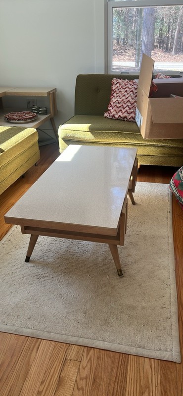 Mid-Century Modern MCM Atomic Blonde Coffee Cocktail Puzzle Table 1959