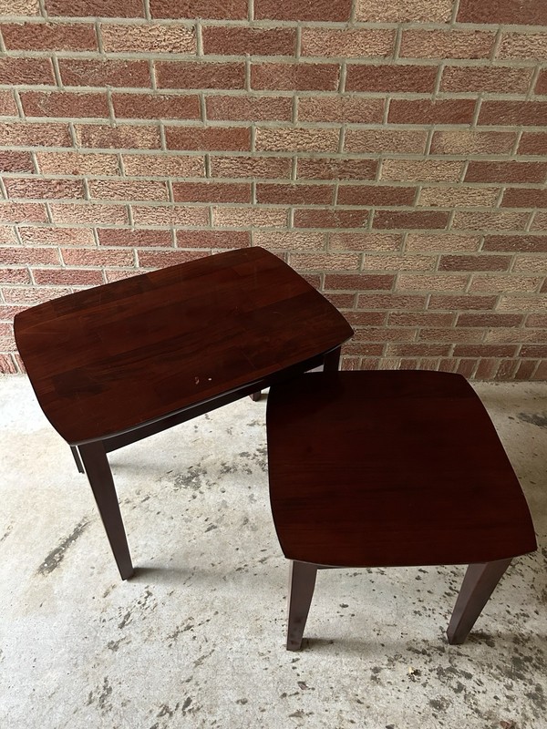 Vintage Wood Stacking Tables, Mid Century Modern, End Side Nesting, Set of 2 gallery