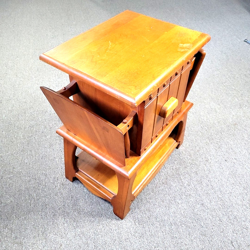Vintage Mid Century Solid Walnut Smoke Stand Table gallery