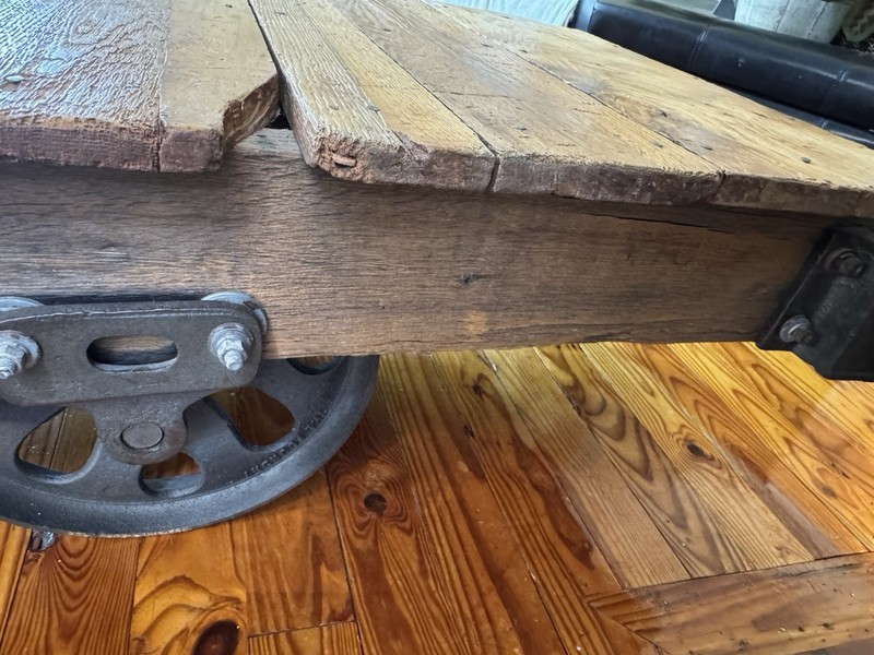 Vintage LINEBERRY factory cart converted into a coffee table-Authentic Wood/Cast gallery