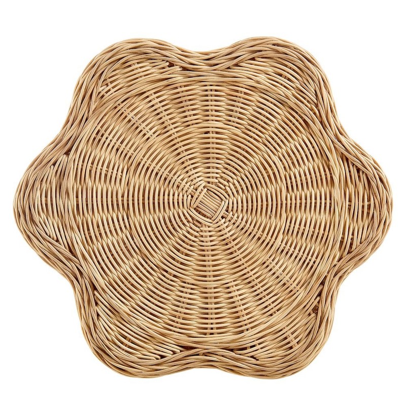 Erika Scalloped Natural Rattan Side Table gallery