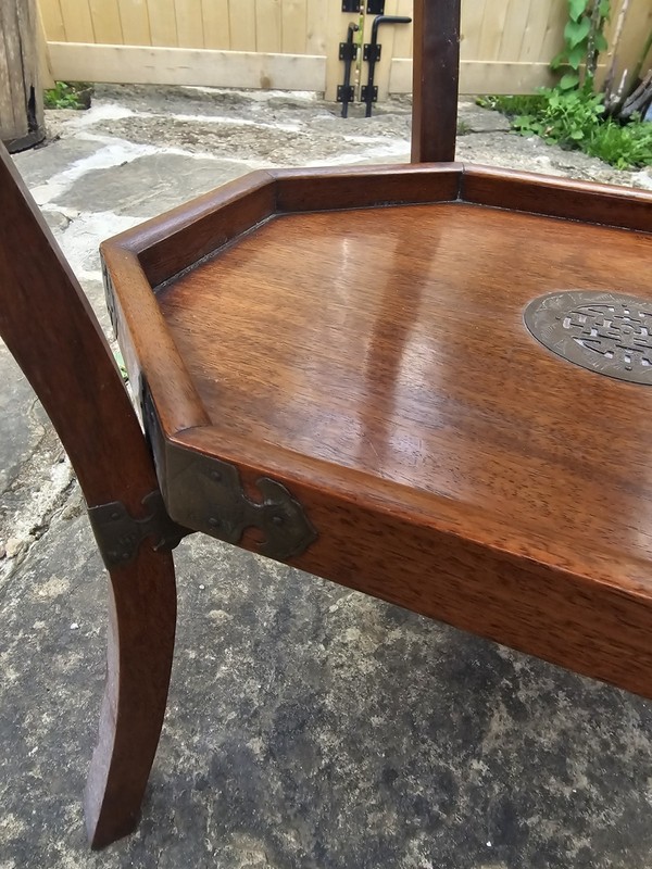 Antique Chinese Folding Hard Wood Side Table Stand Display Table 1900s gallery