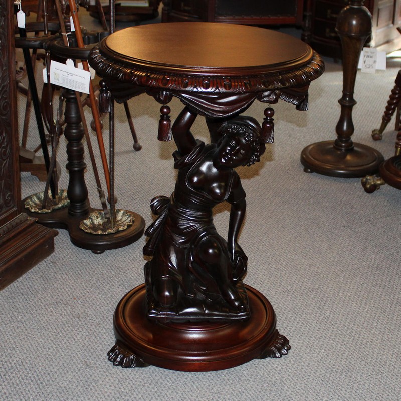 Victorian Carved Mahogany Figural Pedestal Tassel Table – R J Horner Furniture