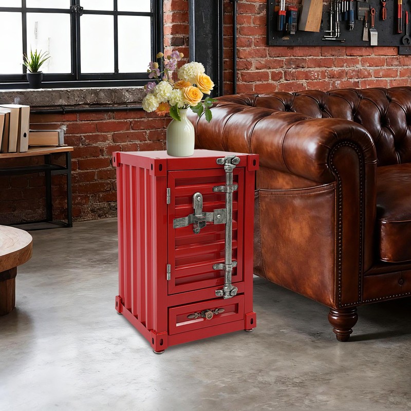 Industrial Metal Container Side Table Side Table with Drawer Container Cabinet gallery