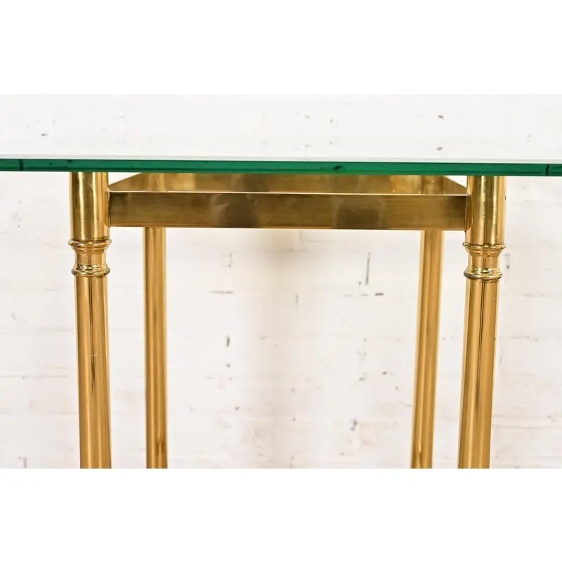 Labarge Hollywood Regency Brass Side Table With Hooved Feet, Circa 1960s gallery