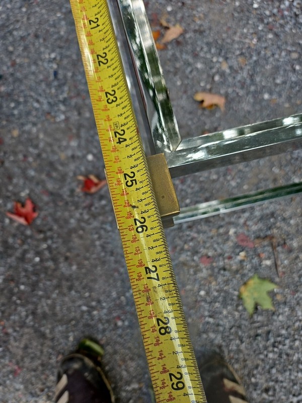 Oversized Pierre Vandel? 1970s Vintage MCM Chrome Lucite Brass Glass End Table gallery