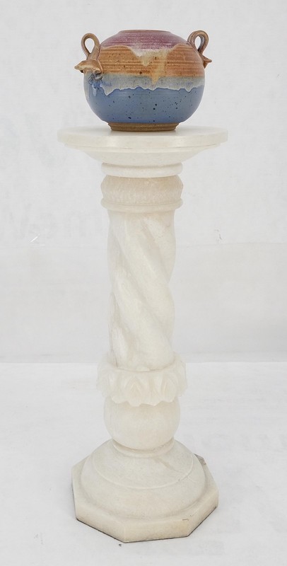 Carved Marble or Alabaster "Twisted Rope" 30" Tall Pedestal Stand MINT gallery