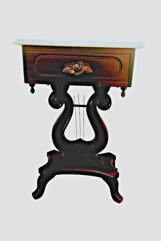 Vintage Victorian Style Lyre-Harp Mahogany Italian table.
