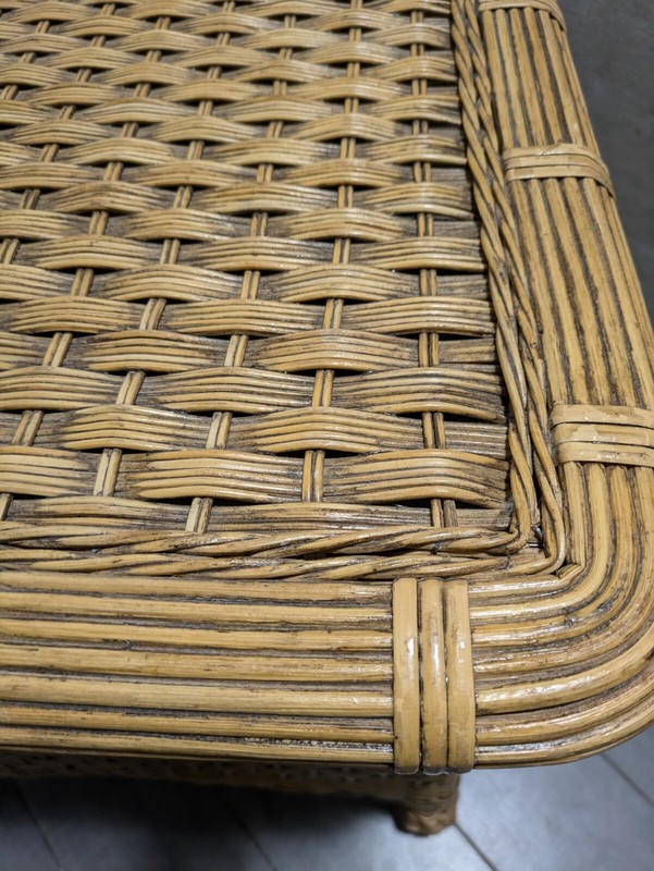 Vintage 1980s Boho Chic Coastal Wicker Rattan Square Side End Table gallery