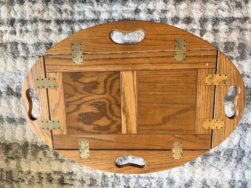 Vintage Oak Butler Tray Table Folding Handles gallery