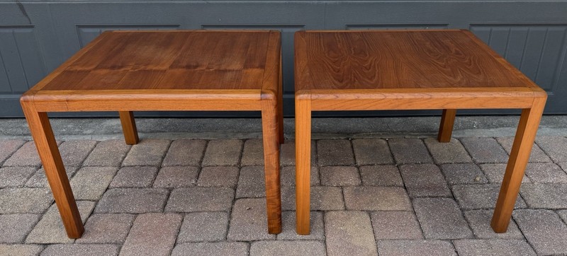 Pair Of Danish Teak MCM Coffee Tables Square With Solid Legs And Nice Grain gallery