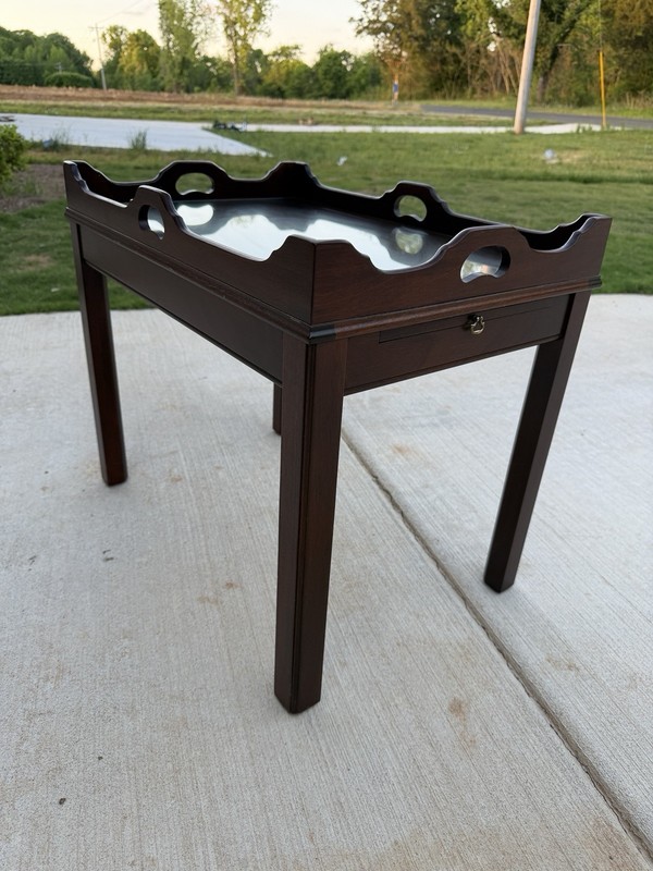 RARE LINK-TAYLOR Heirloom Solid Mahogany Chippendale Tea Table Vintage Antique gallery