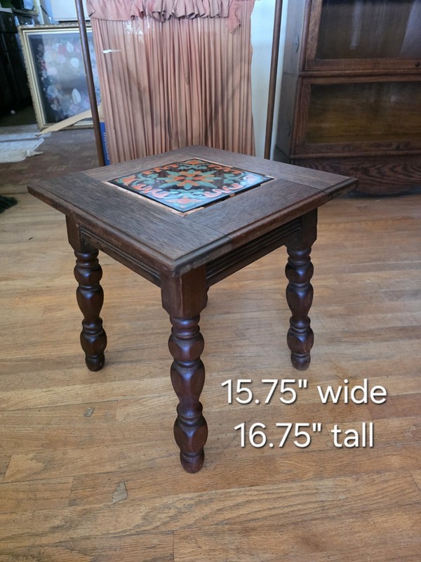 1930s Taylor Tile Top Mission Arts & Crafts Style Spanish Tile Top Side Table