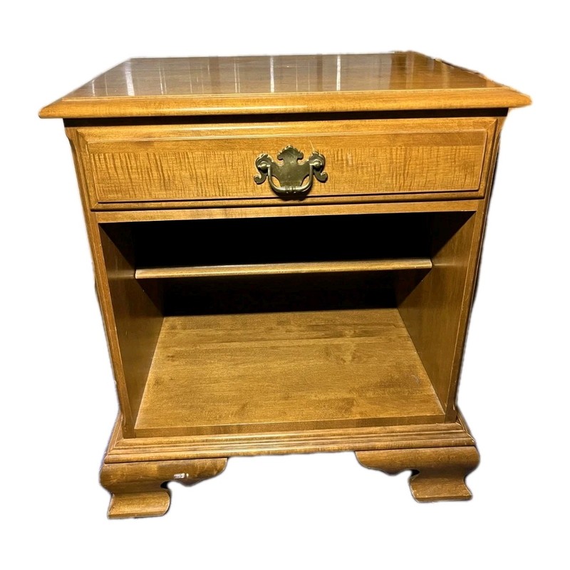 Vintage Ethan Allen Solid Maple Nightstand Cherry finish Queen Anne Style