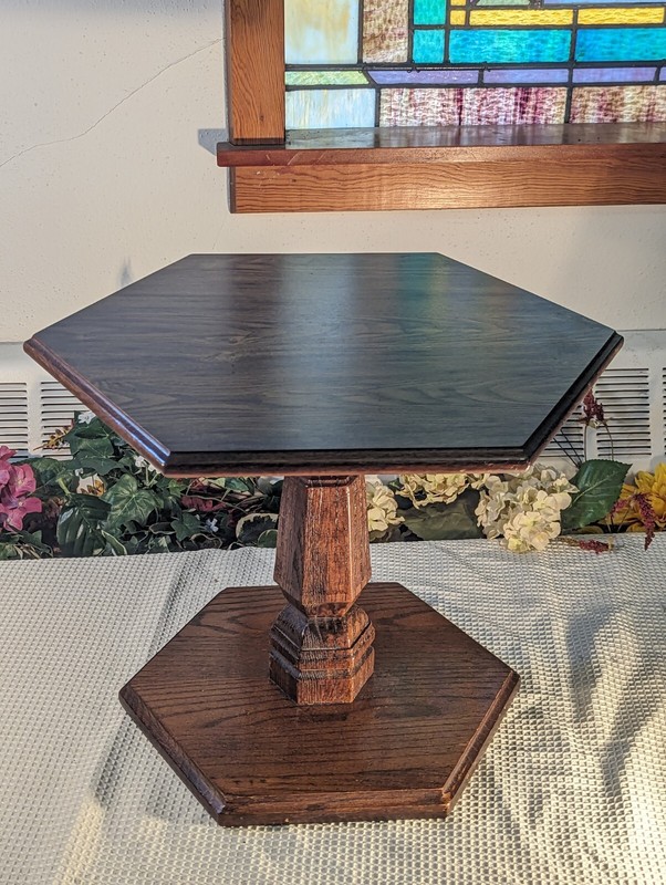 Vintage Wood Hexagonal Side End Accent Table 15½” MCM