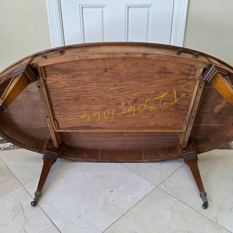 Mid-Century Weiman Heirloom Quality Leather Top Oval Coffee Table - Model 12-531 gallery