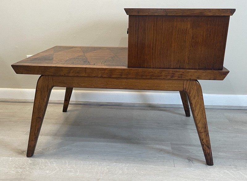 Lane Harlequin Mid Century Walnut Step End Table Nightstand Vintage 1960s Rare gallery